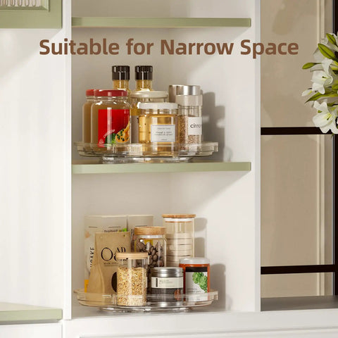 2 Pack 9 Inch Clear Lazy Susan Turntables For Cabinet Fridge Kitchen Pantry Storage Super Handy Organizers For Spices