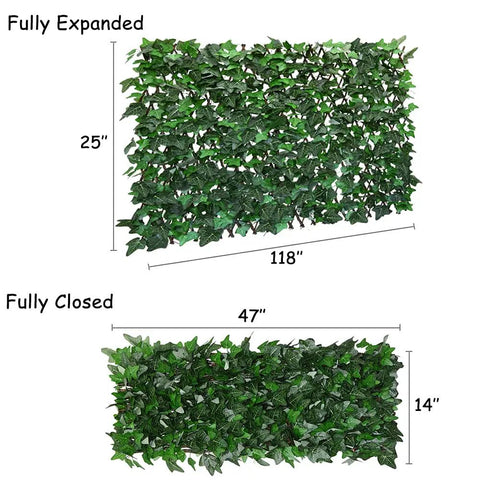 Expandable Fence Privacy Screen For Balcony And Patio Outdoor Decor Faux Ivy Fencing Panel Artificial Hedges dimensions