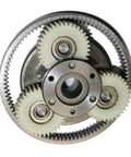 36T Gear With Clutch For Electric Bike Motor, 38mm Outer Diameter Solid Spur Gear Set, shown in argent and white finish