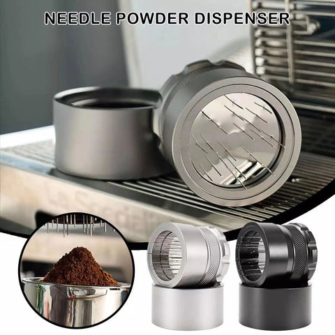 Pro Level Needle Coffee Tamper And Espresso Bed Leveler With Rock Solid Aluminum Grip and Rust Proof Steel close-up image.