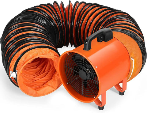12 Inch Industrial Blower Fan High Powered 3200 CFM Portable Exhaust Fan with 27 Foot Flexible Hose and 15 Foot Cable for Construction