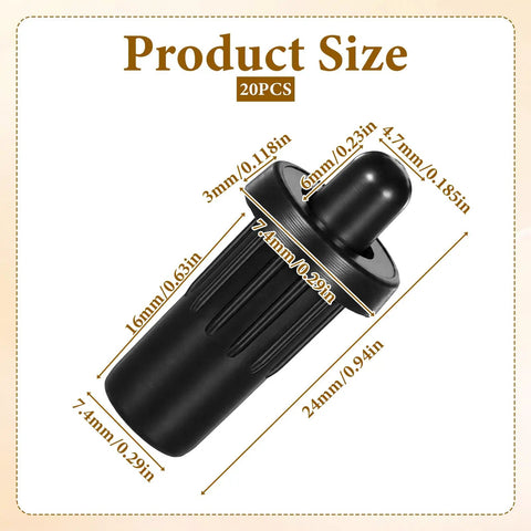 Black spring loaded cabinet damper pin showing product dimensions, part of the 20 Piece Set Of Black Spring Loaded Cabinet Damper Pins Straight Action Hinge Rods For Door Repairs And Floating Shelves Sturdy Grip Hardware No Sweat Fix.