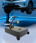 Cool Electric Oil Drain Pan With Pump And Hose For Cars Trucks Rvs, 20 Gal Steel Cart On Wheels, showing pumping setup.
