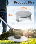 4 Pack Replacement Spool Cap For Ryobi Weed Eater And String Trimmers AC14HCA with dimensions shown, grass trimming in action