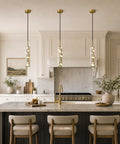 Modern Cement Pendant Lights, Hanging Lamp for Kitchen Island, 6000K, 2 Pack, featuring gold accents and translucent shades.