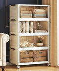 255 Quart Extra Large Lockable Stackable Storage Bins With Lids On Wheels, 4 Tier Collapsible Plastic Cabinet in room