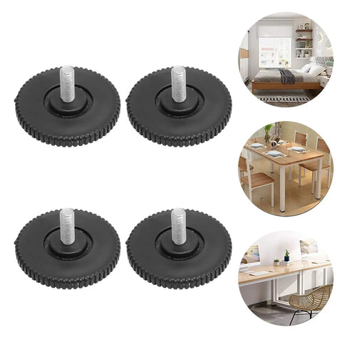 Non Slip Rubber Feet Floor Protectors For Tables And Furniture, secure screw install, shown in indoor settings.