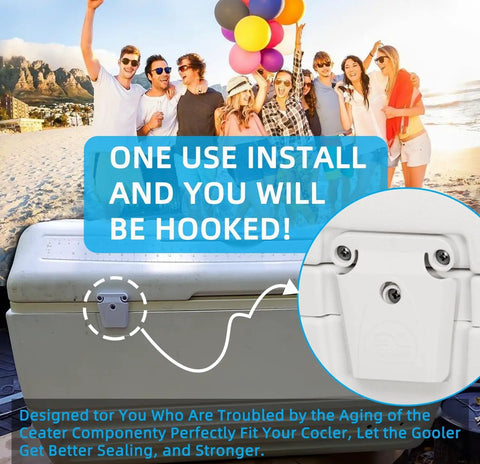 Igloo Cooler Hinge And Latch Replacement Kit For 25 To 165 Quart Coolers, Includes 4 Hinges And 2 Latches, beach setting background