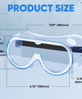 Anti-Fog Safety Goggles For Lab And Industrial Use HD Clear Eye Protection ANSI Z87.1 Approved with size dimensions listed