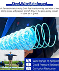 Flexible French Drain Pipe With Perforated Infiltration Tubing for yards and gardens shown coiled with steel wire reinforcement.