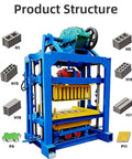 Heavy Duty Concrete Block Making Machine For Industrial Brick Production showing product structure and attachment components.