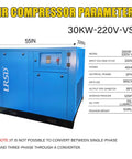 Beast Heavy Duty 40HP 30KW Rotary Screw Air Compressor With Refrigerated Dryer VSD Drive 185 CFM At 125 PSI 220V 3 Phase Industrial Air System All In One For Clean Dry Air On Tough Jobs, blue unit