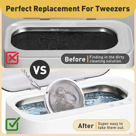 Heavy Duty Stainless Steel Cleaning Basket Two Pack Perfect For Ultrasonic Cleaner Small Parts And Jewelry No Sweat Washing Tray with cleaning comparison.