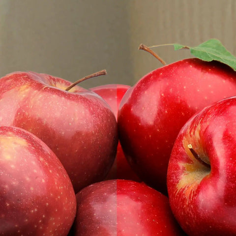 LED A15 60W Equivalent 2 Pack Soft White 2700K bulbs enhancing apple color with Ultra Definition CRI95 for true colors.