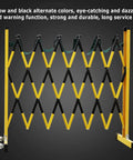 Industrial Retractable Safety Barricade Mobile Traffic Scissor Gate With High Visibility Strips, yellow and black design for clear visibility.