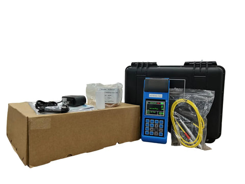 Road Ready On Site Leeb Hardness Tester With Built In Thermal Printer And Bright Graphic Screen For No Sweat Steel Testing Any Place You Park Your Work Truck in a black case with accessories.