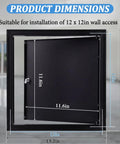 Heavy Duty Aluminum Access Panel For Drywall With Hinged Black Finish 12 By 12 Inch product dimensions shown with measurements.