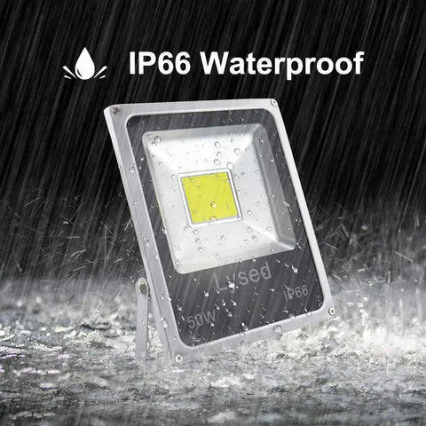 50W Warm White LED Flood Light Kit 12V DC To 60V Low Voltage, IP66 Waterproof in heavy rain