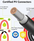 Cross-section of UV-resistant cable with anti-oxidation tinned copper for 2 To 8 Solar Panel Y Branch Parallel Connector Cable For Easy 4 Panel Setup No Tools Needed Waterproof Solar Panel Splitter Flexible Solar Cable Extension For Home PV Systems And Off Grid Projects.