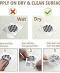 Peel And Stick Shower Drain Hair Catchers 30 Pack Disposable Mesh Filters waterproof application instructions on dry surface