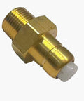 Brass thermal relief valve with 3/8 in NPT male threads and white plastic end cap for pressure washer pump