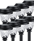 Glass Solar Lights Outdoor Waterproof 8 Pack Super Bright Solar Pathway Lights With Auto On Off Up To 12 Hours Runtime