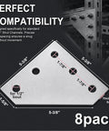 8 Pack 5-Hole Corner Gusset Plate For 1-5/8 Inch Strut Channel, showing measurements and electro-galvanized finish