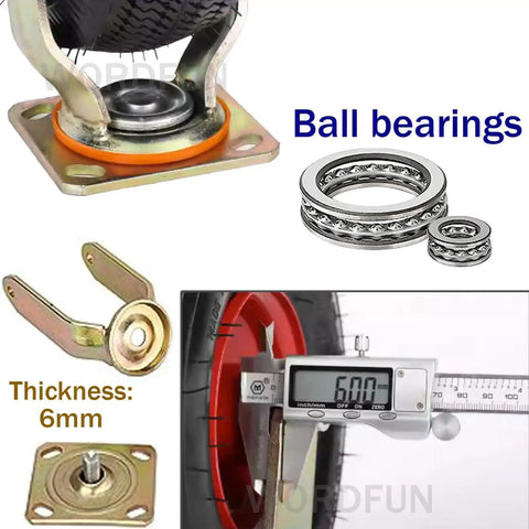 Heavy Duty Industrial Casters Delivering Quiet Smooth Rolling With Rock Solid Swivel Or Fixed Options featuring ball bearings and 6mm thickness