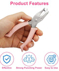 Hand holding Two Pack Single Hole Paper Punch Metal Handheld Craft Hole Puncher with Soft Grip Handle, pink color