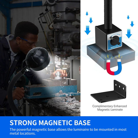 Magnetic 2000 Lumen LED Work Light With Flexible Base Ultra Bright Shop Tool Lamp for industrial machining