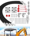 3 Way Hydraulic Diverter Valves Kit For 1-2 Ton Mini Excavator With Quick Connects, 31 Inch Flexible Hoses