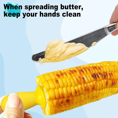 Six Pairs Stainless Steel Corn Holders Set For Easy Grub Grabs On The Cob Yellow Corn On The Cob Skewers butter