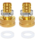 Heavy Duty Garden Hose Repair Connector Kit 1/2 Inch Barb And 3/4 Inched GHT Brass No Leak Fittings For Quick Pipe Fix Super Strong 200 PSI, brass hose connectors with clamps and washers