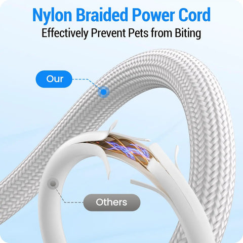 Nylon Braided Power Cord offers durability and bite protection for pet safety while using electronics.