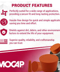 Image showing features of Orange Silicone Tapered Hole Plugs Pack of 50 Nonstick Rubber Seals for Small Round Holes 0.062 to 0.187 Inches