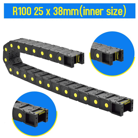 39.3 Inch Closed Type Drag Chain Cable Carrier For CNC Routers And Industrial Machines 1 Meter Length R75 Bend Radius Inner 25x38mm