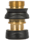 Close-up of Brass Quick Disconnect Garden Hose Fittings Set with Durable Male and Female Connectors Rubber Grips for Easy Snap On Off