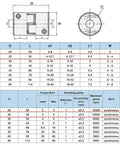 Technical diagram and specifications for 3 Pack 6.35mm To 10mm Plum Flexible Shaft Couplings D25L30 Aluminum Jaw Spider Shaft Connectors