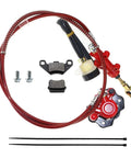 Rear Hydraulic Brake Caliper Master Cylinder Kit With Extra Brake Pad For Four Wheeler Go Kart Golf Cart ATV Baja Red Beefed Up Stainless Steel Disc Brakes Fits 50cc To 200cc Quads Buggy Drift Trike Racing Performance