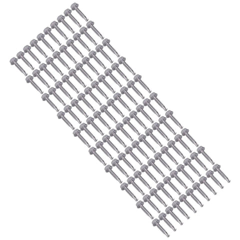 100 Pcs Self Tapping Stainless Steel Hex Washer Head Screws Kit With Self Drilling Point arranged diagonally