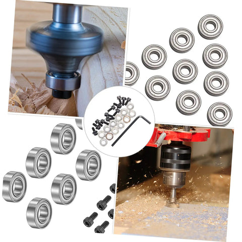 One Set Top Mounted Router Bit Bearing Replacement Kit With Ball Bearing Guides For Router Bits Upgrade And Repair Tools