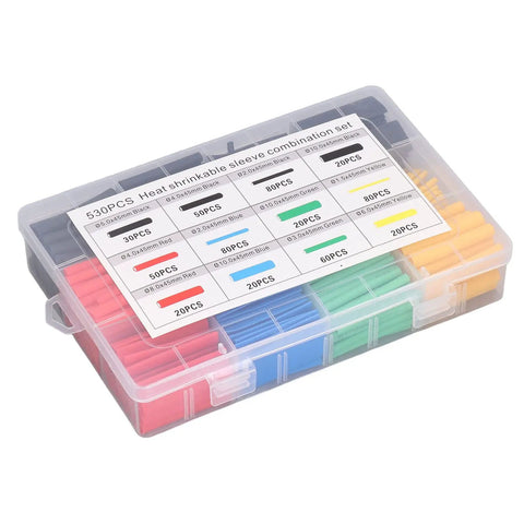 Ultimate 530 Pcs Electrical Insulation Protection Kit With Durable Heat Shrink Tubing Sleeve Variety Pack For Wire Wrap, Solder Joint Repair, Broken Cable Fix, And Led Filament Restoration In A Compact Wear Resistant Polyolefin Assortment, 530-piece box