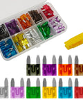 120Piece Mini Blade Fuse Kit With Puller Tool Color Coded Inserts All In One Auto Fuse Set For Car RV Truck Motorcycle Marine SUV 2A To 35A Assortment Quick Safety Protection For Electrical Systems showing fuses and puller