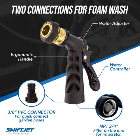 Foam Gun With Microfiber Wash Mitt Car Wash Kit ergonomic hose attachment with connectors and water adjuster