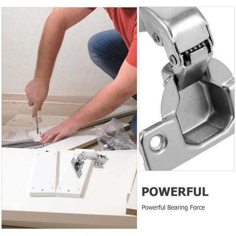Person installing Stainless Steel Corner Cabinet Hinges Set, Four Pack With Unique 45 Degree Angle Design For Heavy Duty Kitchen Cabinets