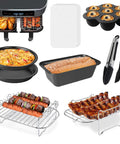 Dual Basket Air Fryer Accessories Set Of 10 For Dual Zone 8 Quart And Larger Fryers DZ201 DZ401 Includes Cake Pan
