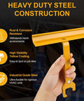 6 Inch Magnetic Cleat Tool For HVAC Ductwork TDC TDF Clips in hand, yellow steel construction, highlighting durability and visibility