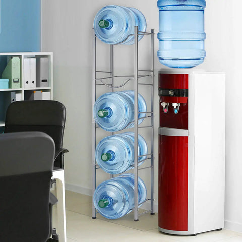 5 Tier Water Jug Stand Storage Rack For Five Gallon Jugs Detachable Heavy Duty Water Dispenser Shelf in office setting