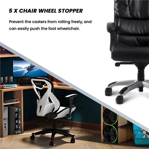 Image showing a Set Of 15 Rubber Chair Wheel Stoppers And Caster Cups Floor Protectors For Office And Home, Anti Slip Inner Grip