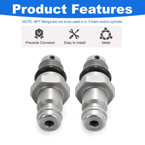 Bleeder Fitting Kit For Front Mount Marine Cylinders, 3/8 Inch Compression, 9/16-24 Thread, 2 Pack With O-Ring, Essential For Manual Hydraulic Steering, Compatible With Popular Marine Cylinders